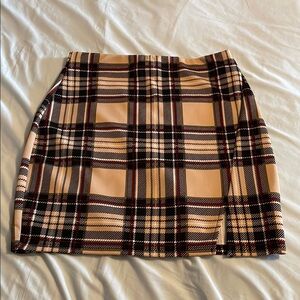 Windsor Plaid Mini Skirt in Tan and Black